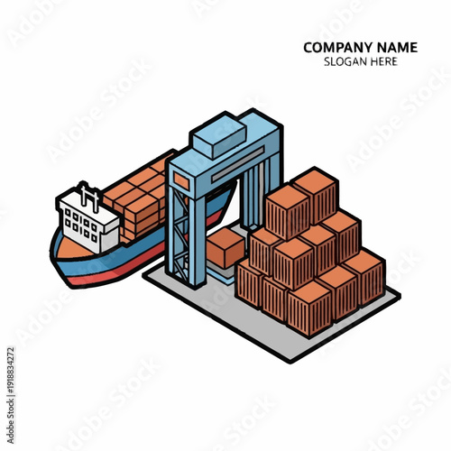 Cargo Ship Unloading Containers at Dockyard.