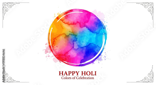 Vibrant Holi Celebration with Colorful Powders and Joyful Moments Captured in a Vibrant Illustration