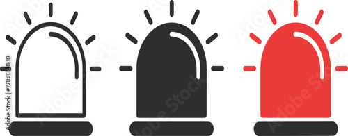 Set of colorful emergency siren icons, police flasher 