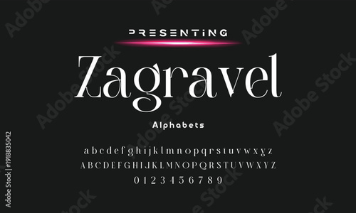 Elegant and modern serif alphabet font uppercase and number fonts victorian typeface