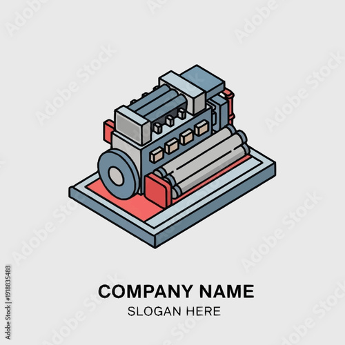 Isometric 3D Industrial Machine Illustration Design.