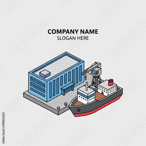 Cargo Ship Loading at Industrial Warehouse Facility.