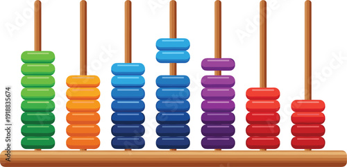 Vector illustration of a traditional wooden abacus with colorful beads for mathematics education and early learning concepts।