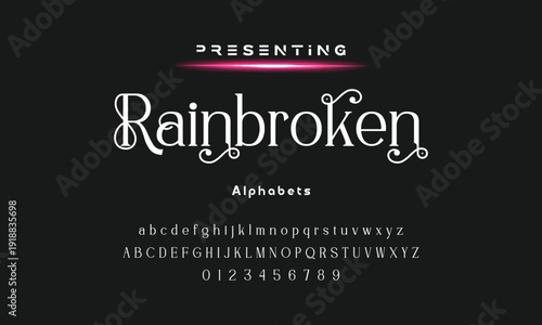 Elegant and modern serif alphabet font uppercase and number fonts victorian typeface