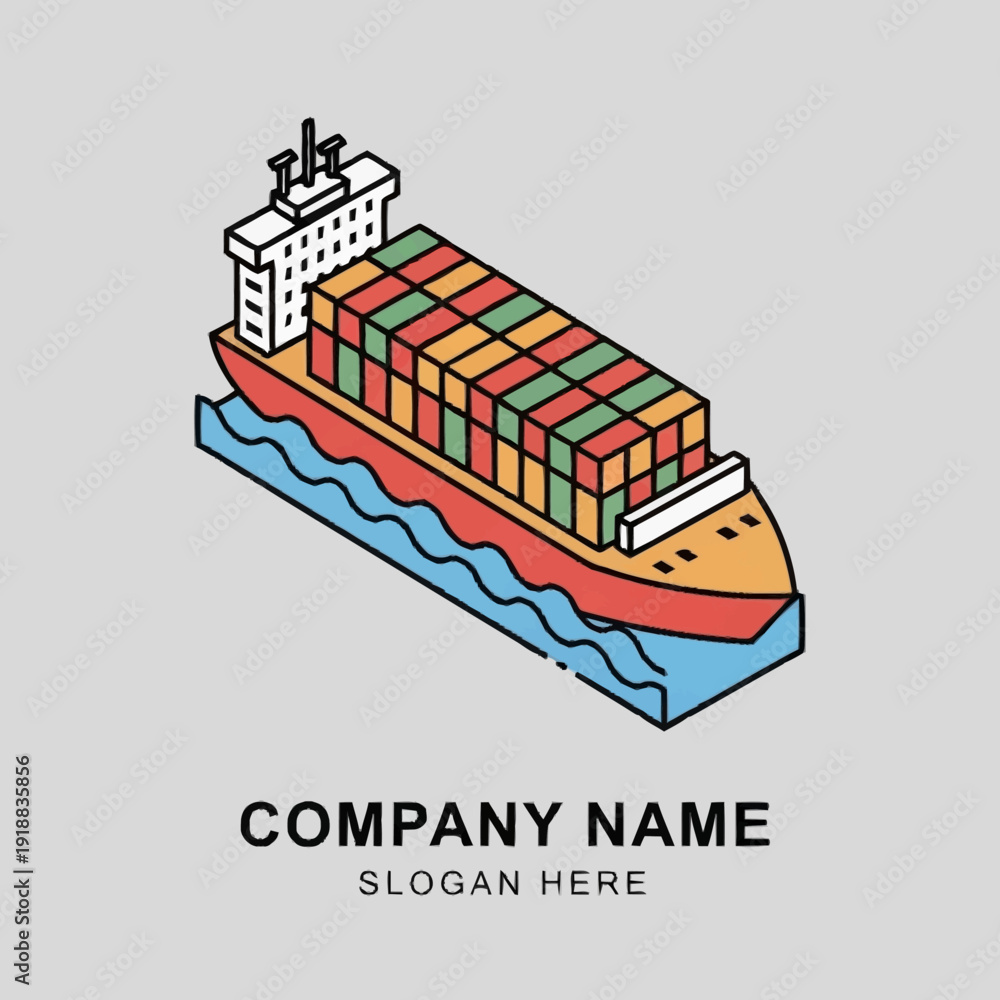Obraz premium Cargo Ship with Containers at Sea.