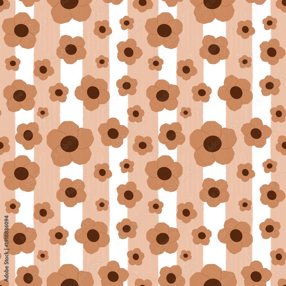 Obraz premium Orange florals on white background seamless pattern digital surface fabric.