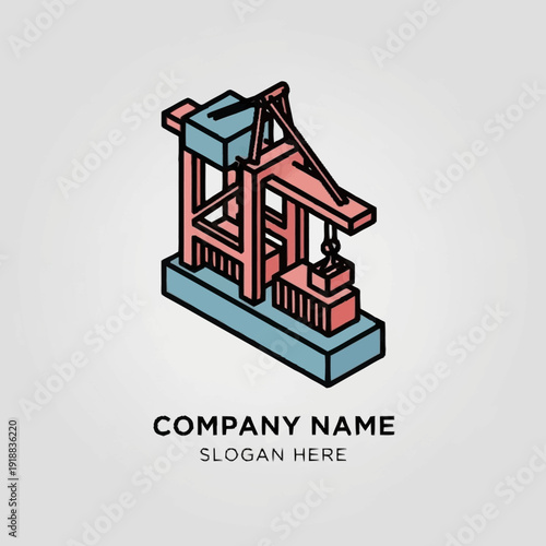 Isometric Oil Pump Jack Icon Illustration.