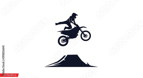 Motorcycle Rider in Mid Air Jump.