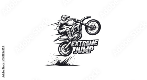 Motorcycle Rider Extreme Jump Illustration.
