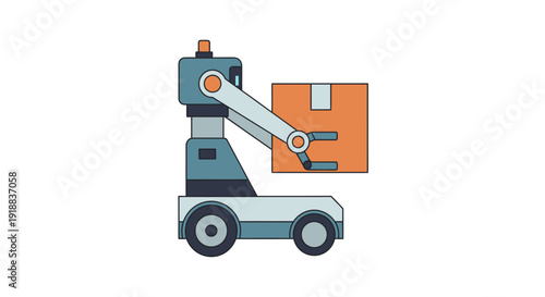 Aerial lift machine with orange box.