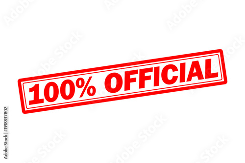 100% OFFICIAL - Red Rubber Stamp with text 100% OFFICIAL

