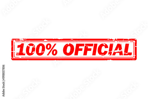 100% OFFICIAL - Red Rubber Stamp with text 100% OFFICIAL
