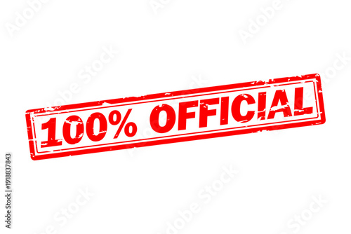 100% OFFICIAL - Red Rubber Stamp with text 100% OFFICIAL

