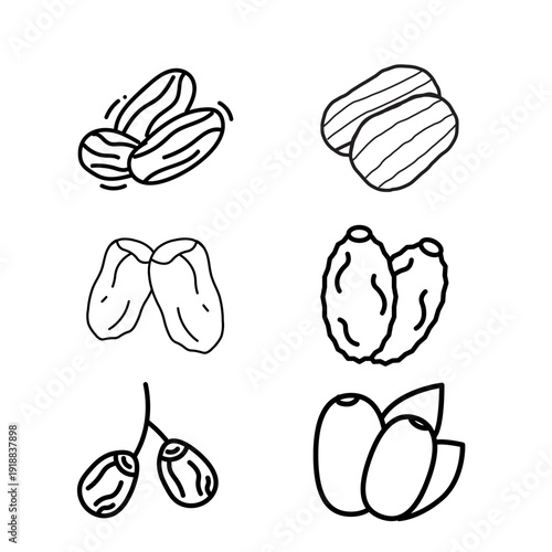 Assortment of Dried Fruit Icons Including Dates