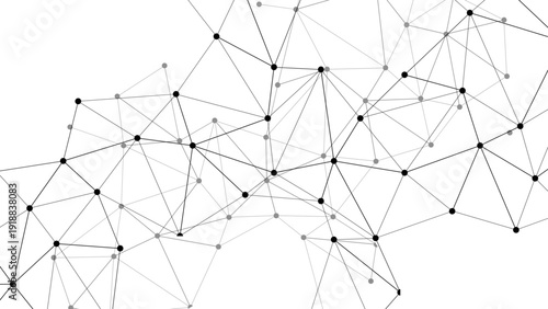 Vector Abstract network of connected dots and lines, representing connectivity, data flow, and digital technology on a clean background, ideal for visualizing complex systems and innovation.