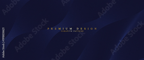 Premium background with diagonal dark blue lines pattern. Vector horizontal template for contemporary formal invitation, prestigious gift certificate, digital luxury business banner, luxury voucher.