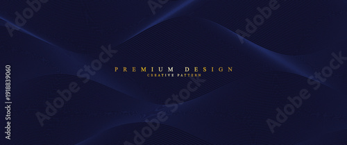 Premium background with diagonal dark blue lines pattern. Vector horizontal template for contemporary formal invitation, prestigious gift certificate, digital luxury business banner, luxury voucher.