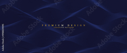 Premium background with diagonal dark blue lines pattern. Vector horizontal template for contemporary formal invitation, prestigious gift certificate, digital luxury business banner, luxury voucher.