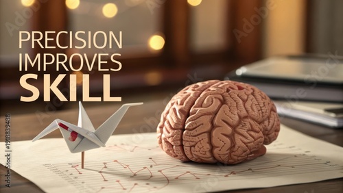 Brain Model with Origami Crane and Financial Charts for Skill Representation