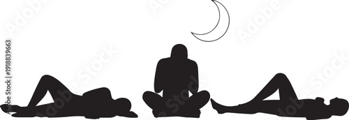 Healthy Sleep Silhouette Set for Restful Night & Wellness Recovery Routine Vector Illustration