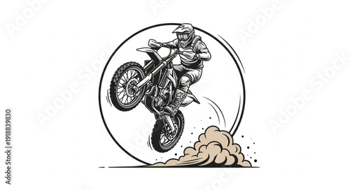 Motorcycle Rider Performing Stunt Jump.
