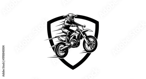 Motorcycle Rider Shield Emblem Logo.