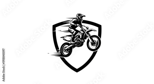 Motorcycle Rider Inside Shield Emblem.