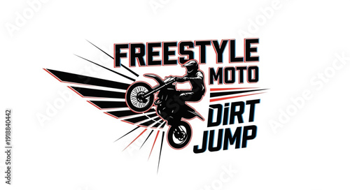 Motorcycle Rider Performing Freestyle Jump.
