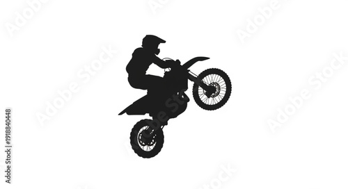 Motorcycle Rider Performing Stunt Jump.