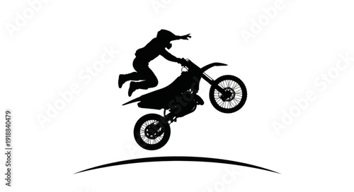 Motorcycle Rider Performing Stunt Jump.