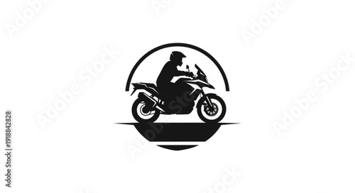 Motorcycle Rider Silhouette Logo Design.