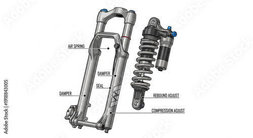 Motorcycle Shock Absorber Parts Diagram.
