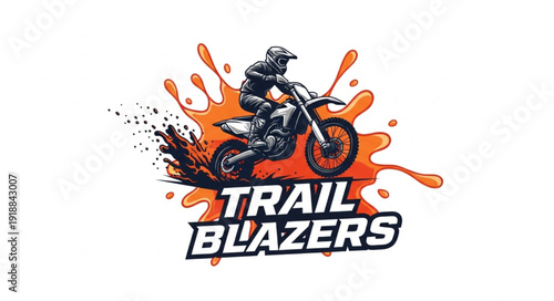 Motorcycle Rider Trail Blazers Logo Design.