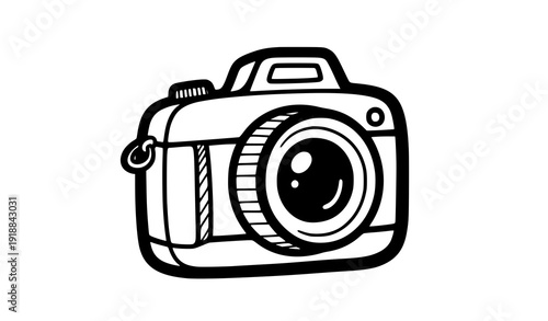 Hand Drawn Camera Doodle Outline Icon Vector Illustration