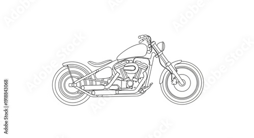 Motorcycle Sketch Side View Illustration.
