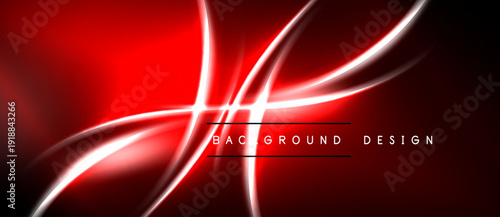Dynamic red abstract background. Bright lines create energy, modern design. Dark areas emphasize glowing elements.