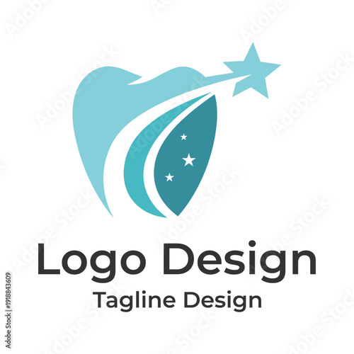 Creative Logo Design Concept Featuring a Stylized Shield with a Shooting Star Symbolizing Innovation and Excellence