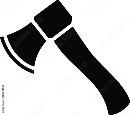 Axe Icon with Sharp Blade and Wooden HandleLumberjack Tool