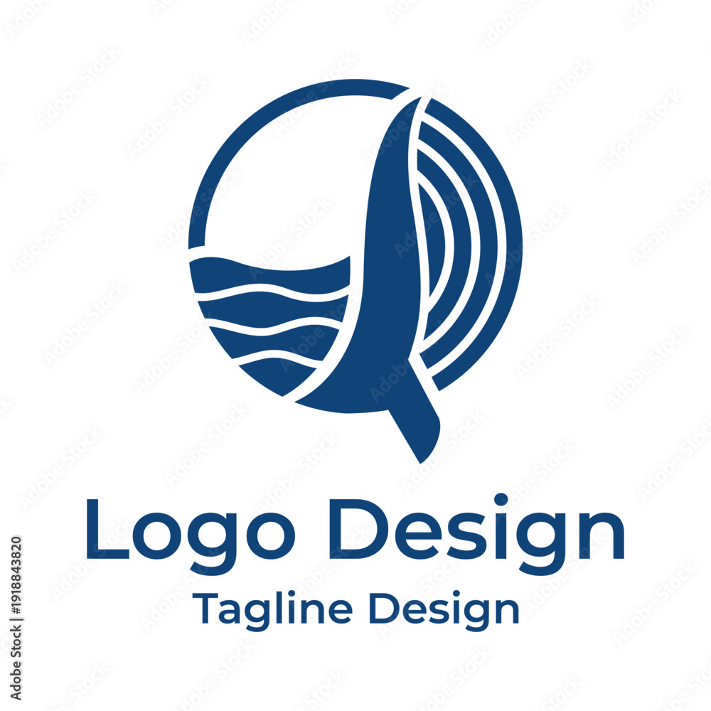 Fototapeta premium Creative Logo Design Concept Featuring a Stylized Whale Tail in a Circular Frame