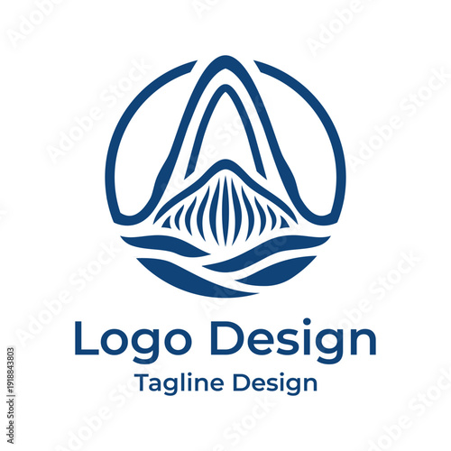 Creative Logo Design Concept Featuring a Stylized Mountain Landscape Illustration