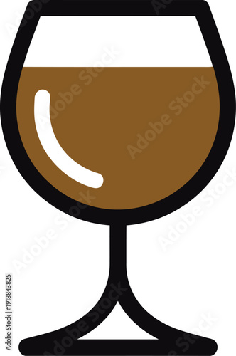 Brown Beverage in Wine Glass Vector Icon with Highlight