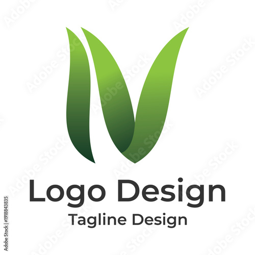 Elegant Logo Design Featuring Stylized Green Leaves and Modern Typography for Eco-Friendly Brand Identity