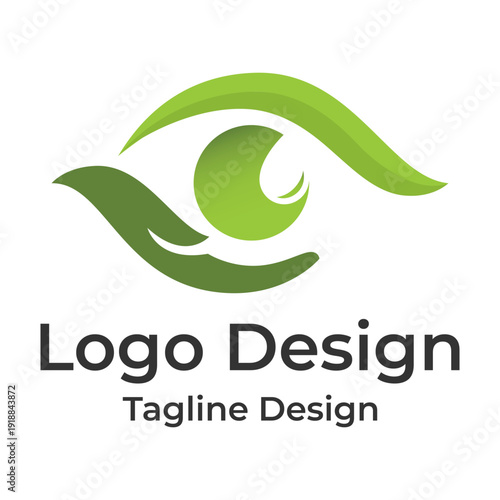 Creative Logo Design Concept Featuring Green Eye Symbolism and Tagline