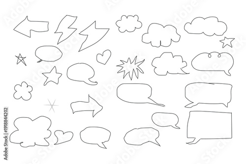 A collection of various food and drink line drawings