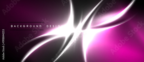 Abstract pink design. Bright lines radiate from center, creating dynamic visual effect. Dark background enhances luminosity.