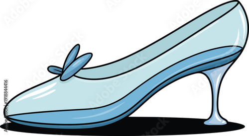 Fairy Tale Glass Slipper with Bow Accent Elegant High Heel Shoe Fantasy Footwear