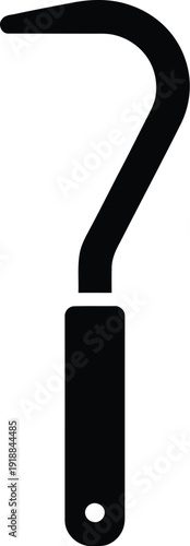 Garden Weeder Tool Vector IconCurved Hook Handle for Weeding and Cultivation