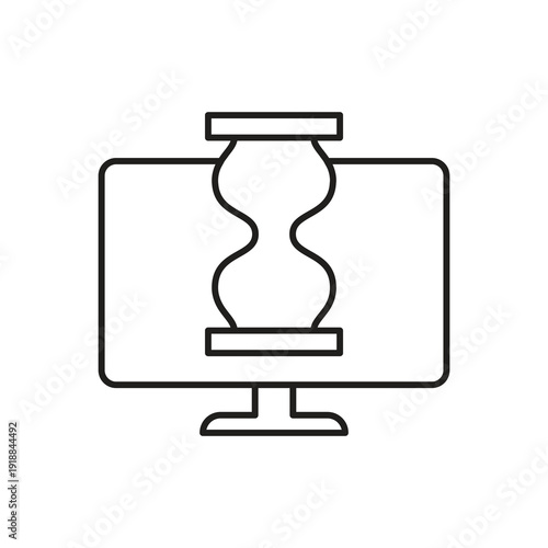 Computer monitor with hourglass loading time icon
