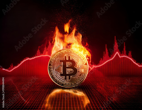 Dramatic Bitcoin crash  ai illustration 