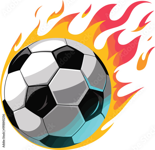 Soccer Ball on Fire Vector GraphicDynamic Sports Action and Competition